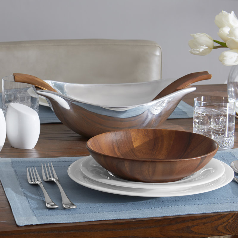Nambe Skye Wood Ind Salad Bowl