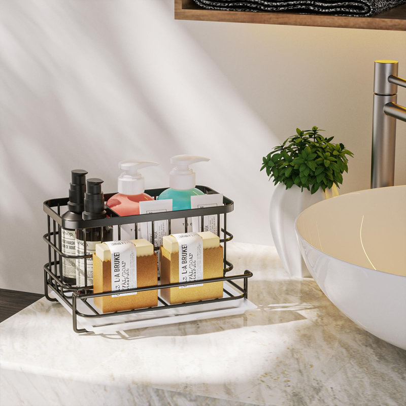 Organisateur de panier d'évier en acier inoxydable, imperméable, résistant à la rouille, pour éviers et ustensiles de cuisine