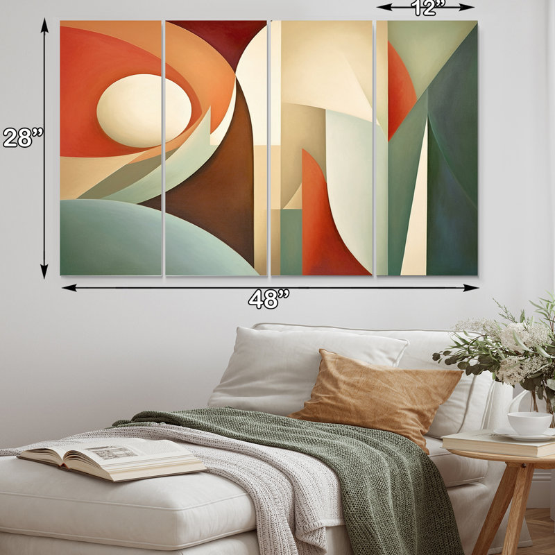 Visions symétriques orange-vertes 4 pièces
