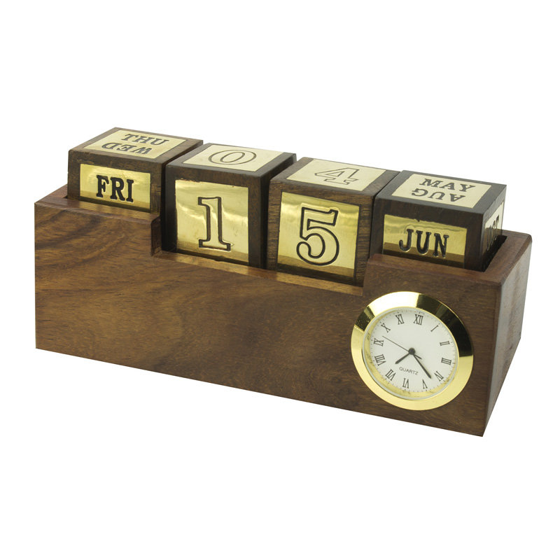 Windridge Numerical Wood Tabletop Clock Brown