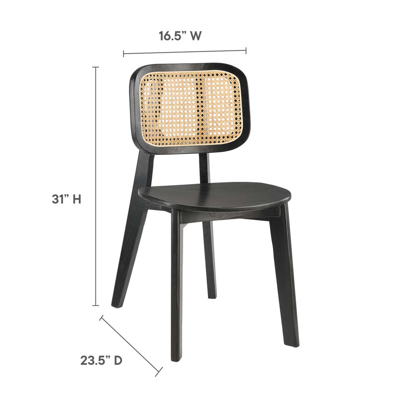 Modway Habitat Wood Dining Side Chair Set of 2, Black