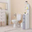 Armoire de rangement pour salle de bain de 54 po de hauteur, tour à linge autoportante avec tablette à 2 niveaux et tiroirs, rangement de plancher étroit-2042082764