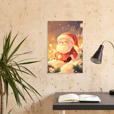 Cozy Christmas Santa, paysage contemporain de pin abstrait, art mural