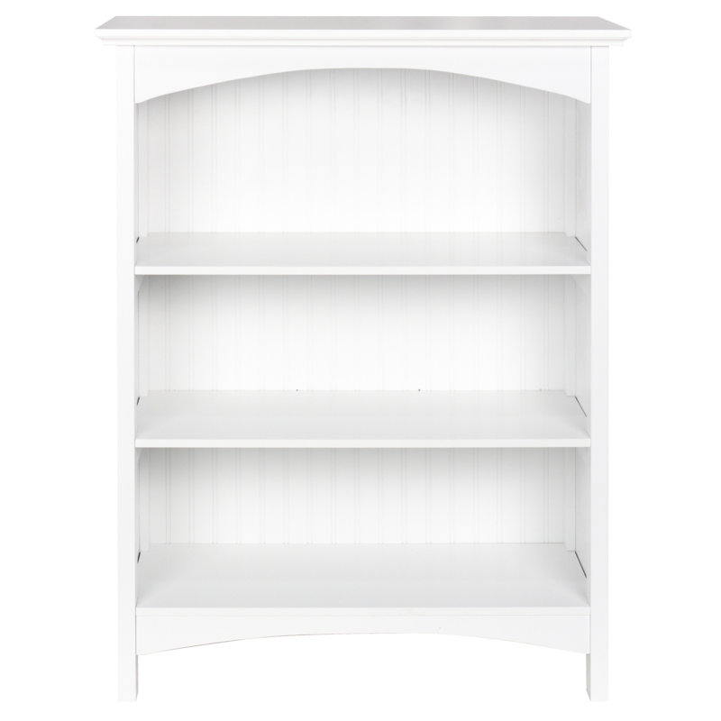 40" H x 29.5" W Wood 3 Tier Bookcase with 2 Arched Support, Storage and Display Bookshelf for Home Office and Living Room, White