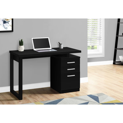 Computer Desk For Home Office, 48"l Black Laminate, Storage Solutions Provided, Modern & Contemporary, Reversible Setup Option