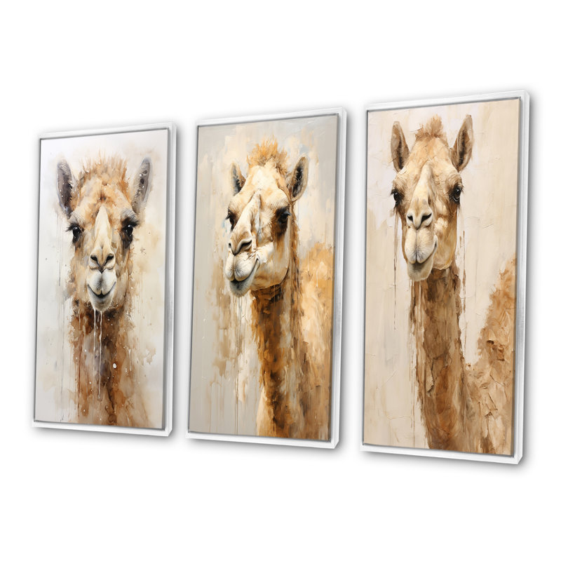 Minimalisme beige chameau, Cadre flottant blanc, H 28 po x l 36 po