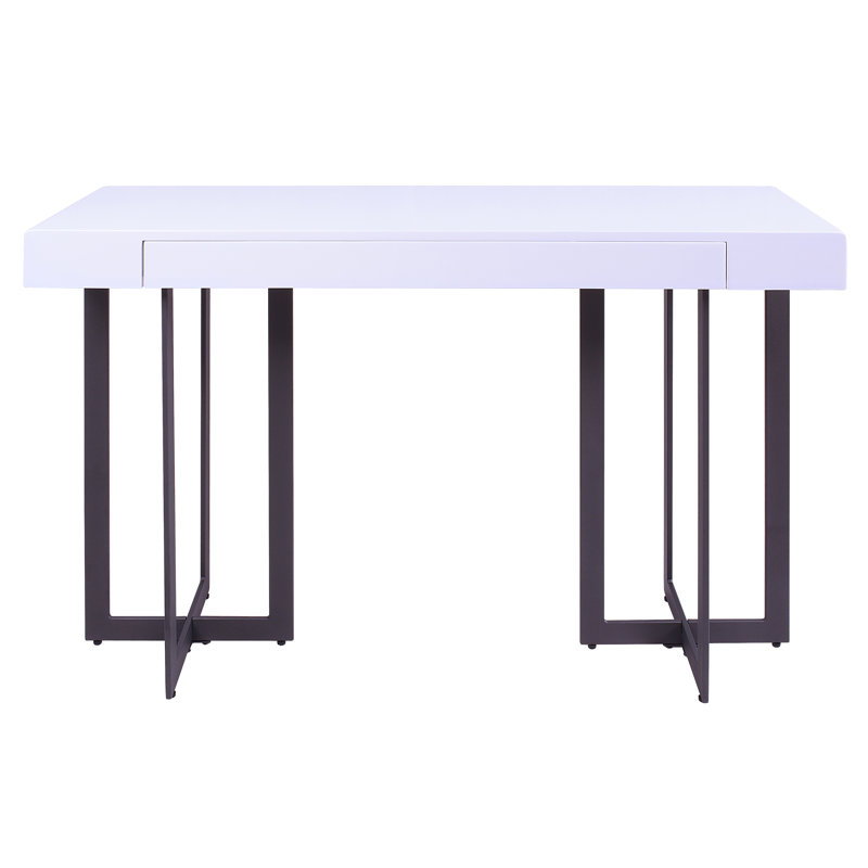 Vasket White and Black Metal Console Table with Storage