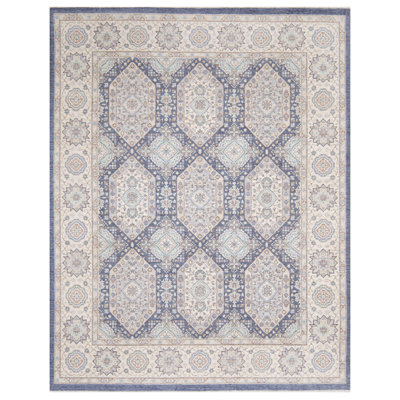 Tapis gris foncé et ivoire noué à la main de haute qualité