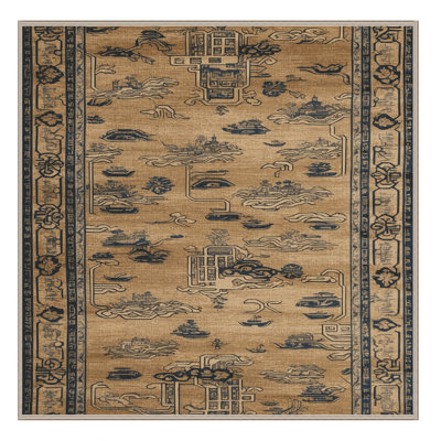 Machine Washable Art Deco Brown Area Rug