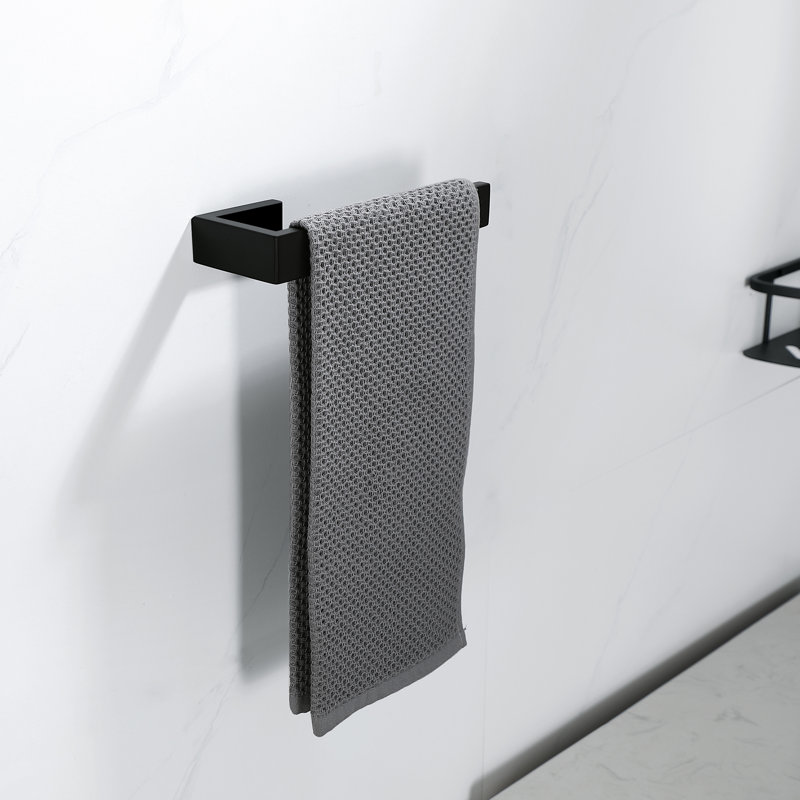 Porte-serviettes mural en acier inoxydable, Noir mat, 1