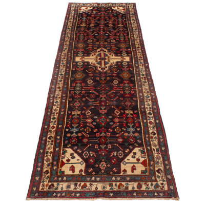 Clayberg One-of-a-Kind 3'10" X 13'8" 1990s Runner Wool Area Rug Navy