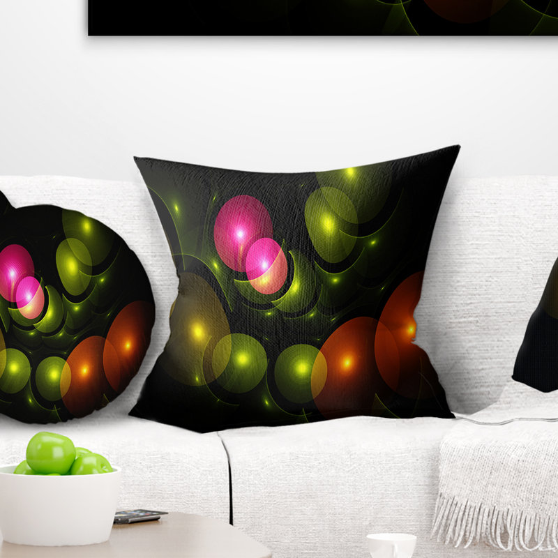 Cercles surréels multicolores 3D - coussin abstrait imprimé, 18 po x 18 po, Coussin décoratif