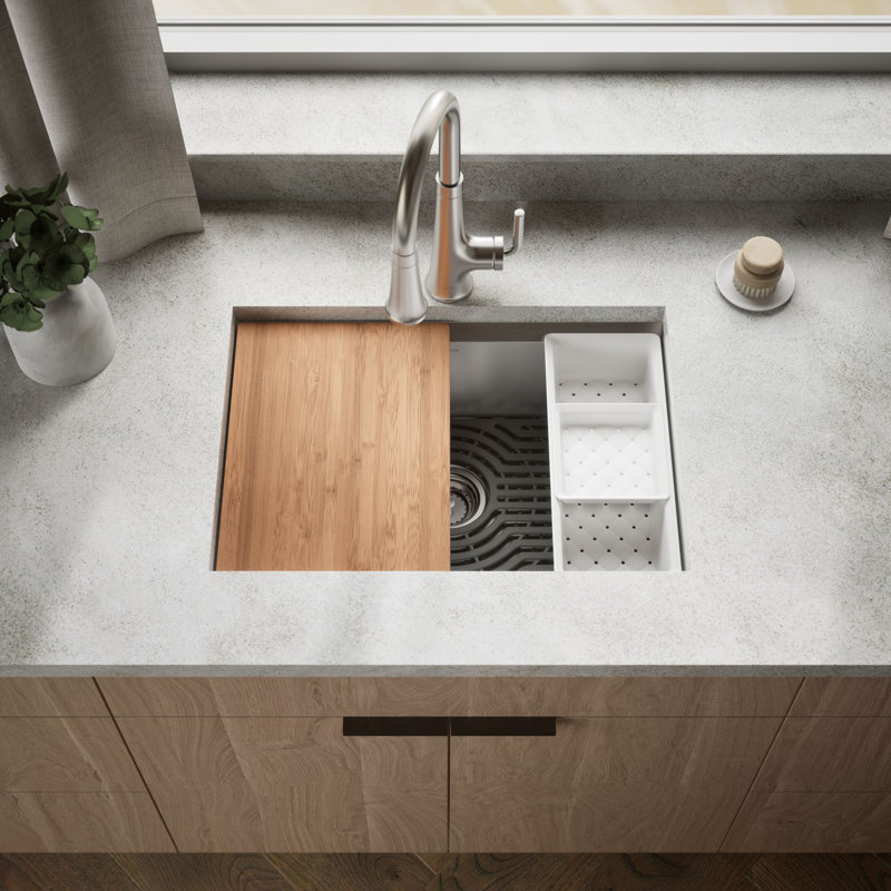 Task27-In X 22-In Top-Mount/Undermount Single-Bowl Workstation Kitchen Sink With Accessories, 1 Hole
