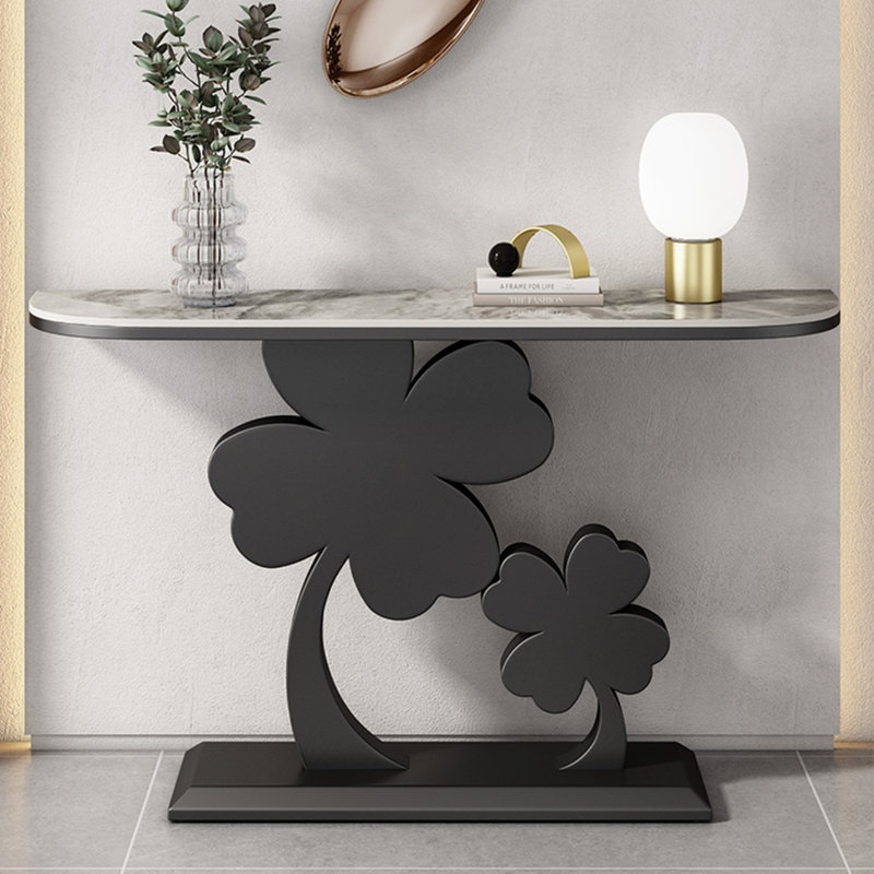 Console moderne et luxueuse, H 31,5 po x l 55,1 po x P 11,8 po, Noir, Gris
