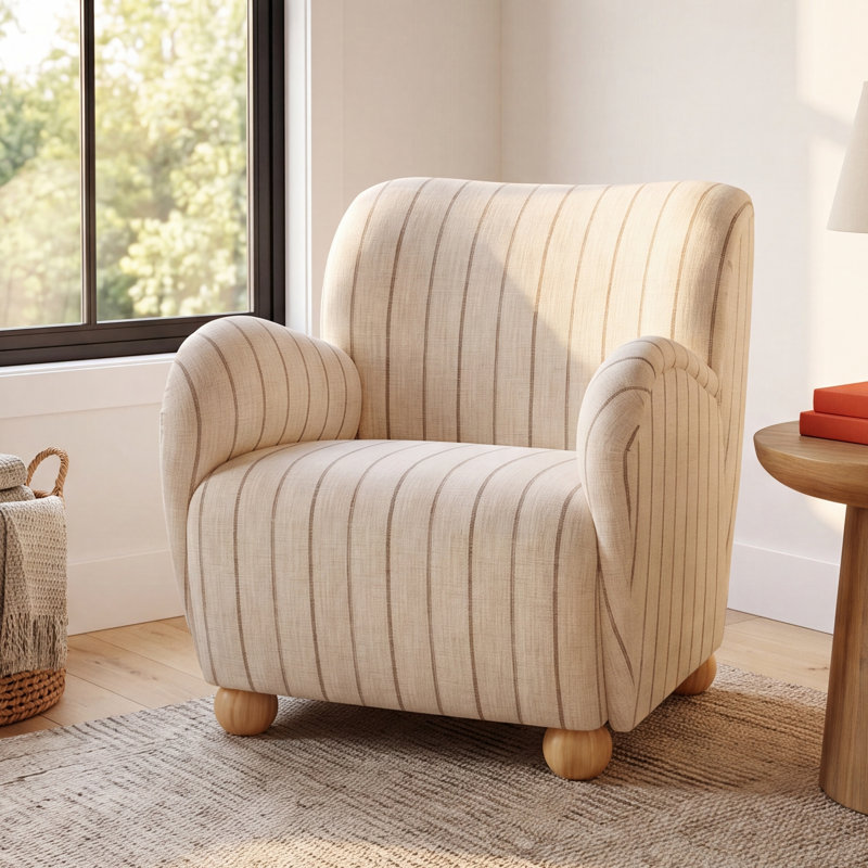 Cowen Polyester Armchair, Fritz Indigo Stripe