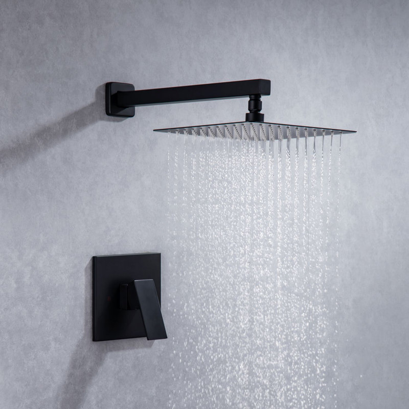 Système de douche complet à pression équilibrée avec valve brute Rainlex, Noir
