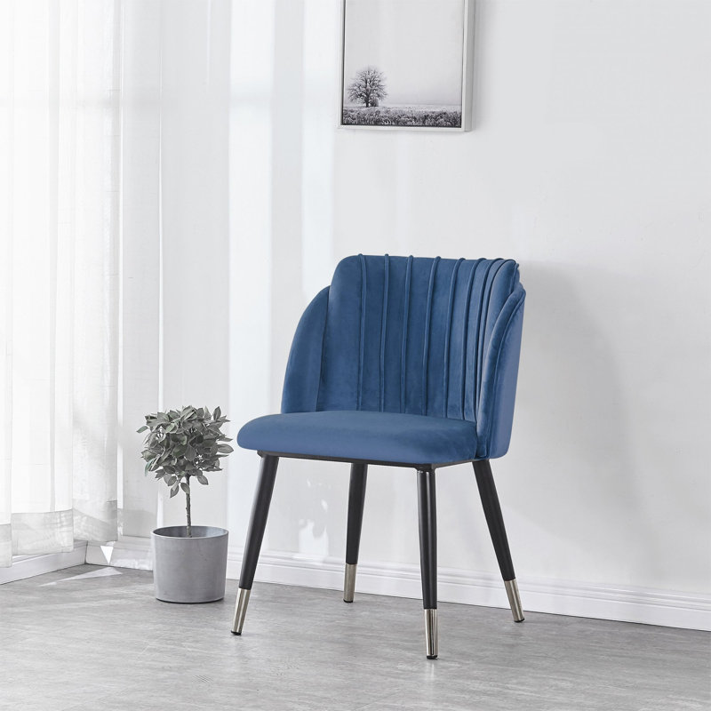 Yulganna Upholstered Velvet Dining Chair - Ergonomic Soft Back with Metal Legs - Armchair for Dining Room Living Room Restaurants - Single
