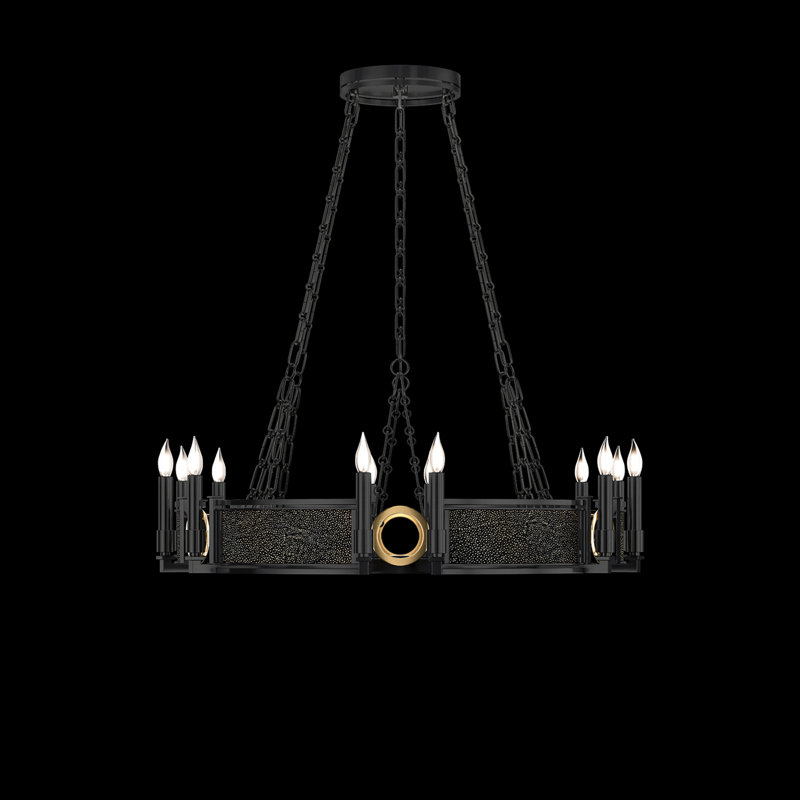 Mirage 12 - Light Chandelier, Pebble/Matte Black/Brass