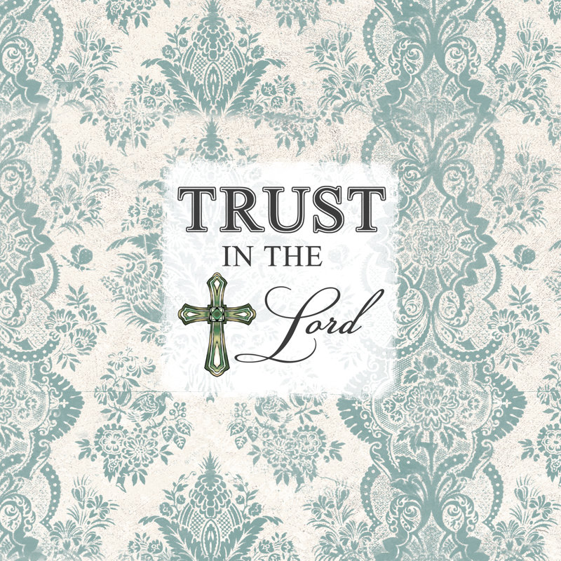 Trust The Lord Green With Cross - Wrapped Canvas Print, 30cm H x 30cm W x 3.8cm D