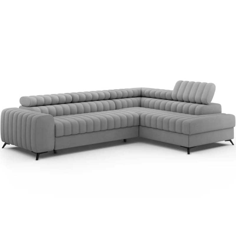 Canapé-lit d'angle Kanedo avec rangement - Gris, Gris, Orienté vers le côté droit