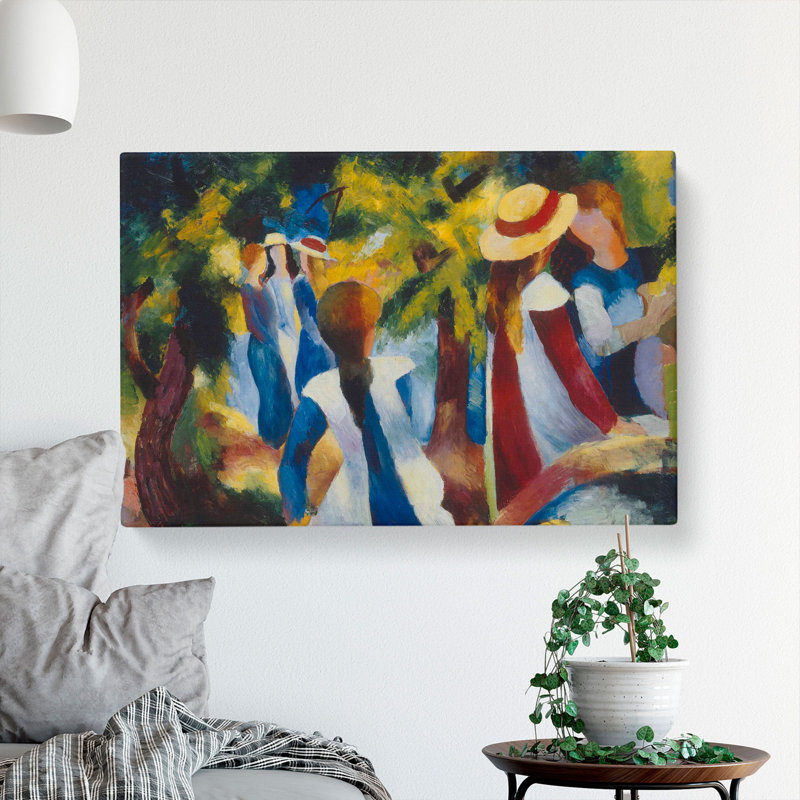 Girls In The Forest by August Macke - Wrapped Canvas Painting, 35cm H x 50cm W x 3cm D