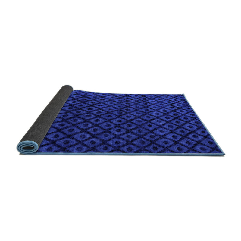 Tapis uni tissé à la machine en bleu, Carré 5 pi