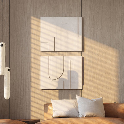 Ensemble d'art mural en relief blanc cassé à motif géométrique 3D minimaliste pour le salon