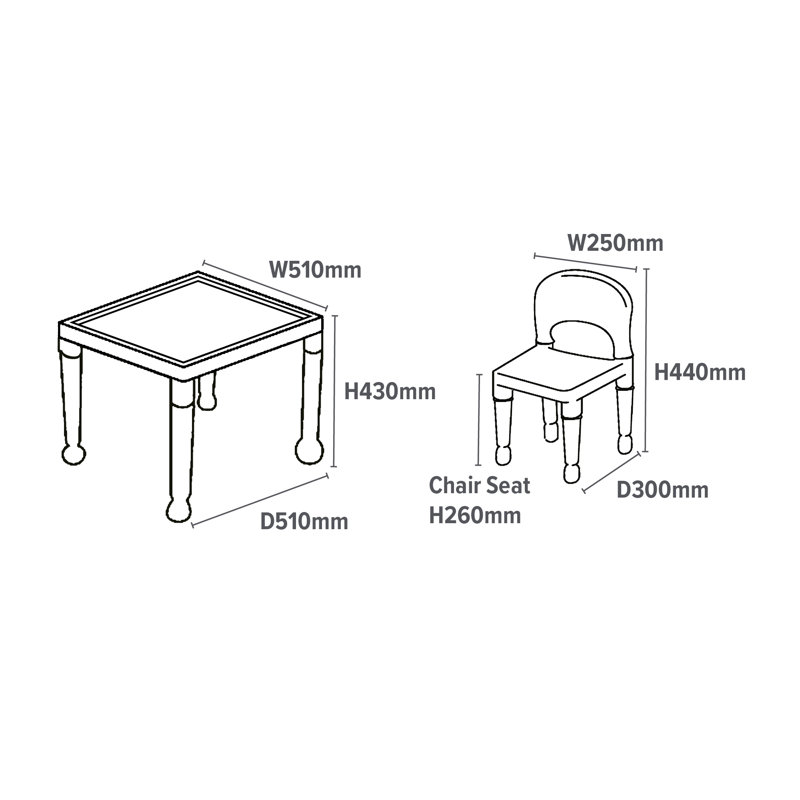 Children's Multicoloured Table and Four Chairs Set