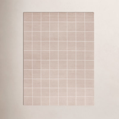Martha Stewart 300 Hand Tufted Wool/Cotton with Latex Geometric Rug in Beige/Ivory