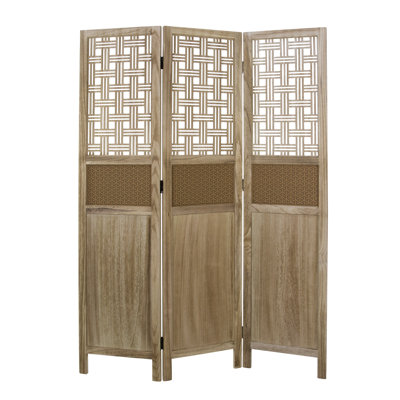Wolfsberg 120cm W x 170cm H 3 - Panel Solid Wood Folding Room Divider