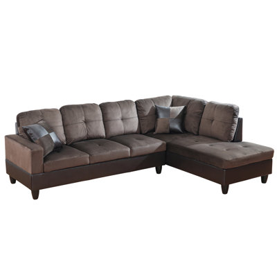 Sectional Couch Set For Living Room, 103 Inch Sectional Sofa Set With Storage Ottoman，l Shaped Modular Sofa For Living Room/apartmrnt/lounge/office(dark Brown,facing Right Chaise)