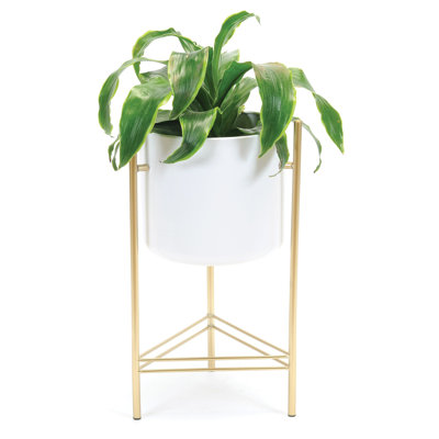 POT À FLEURS BLANC ET DORÉ MODERN