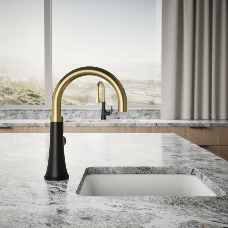 Tone Single-Handle Bar Sink Faucet, Matte Black/Brass
