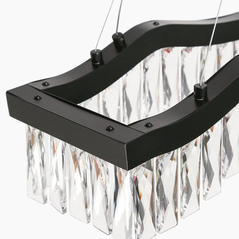 Luminaire suspendu linéaire pour îlot de cuisine moderne à 1 lumière Barela, Noir mat