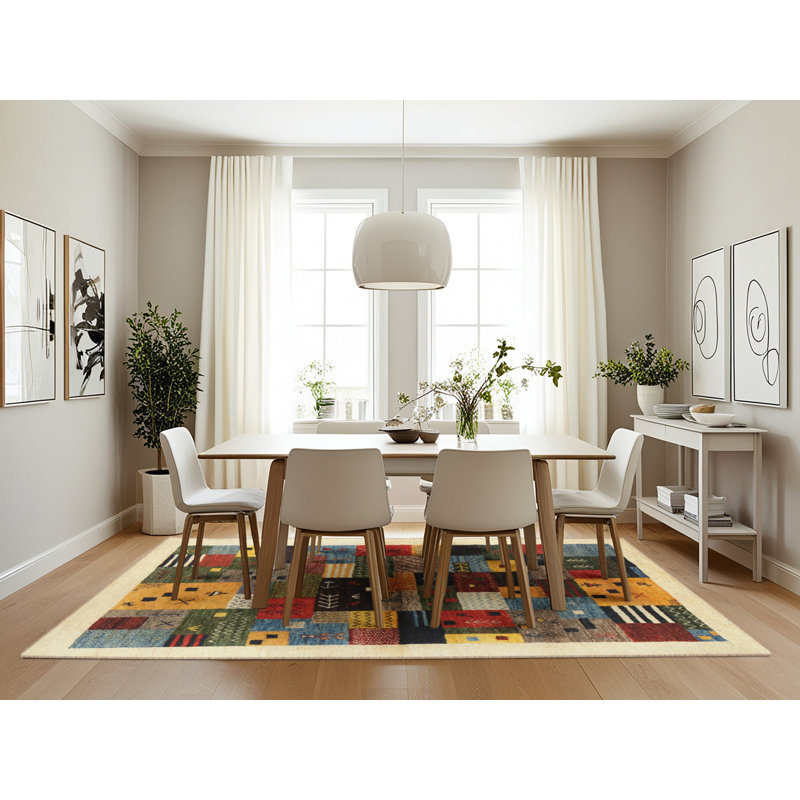 Tapis beige/gris/rouge contemporain, Rectangle 7 pi x 10 pi