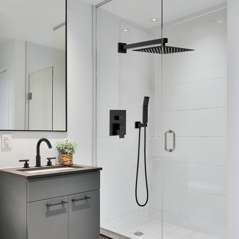 Système de douche complet avec valve brute, Noir mat