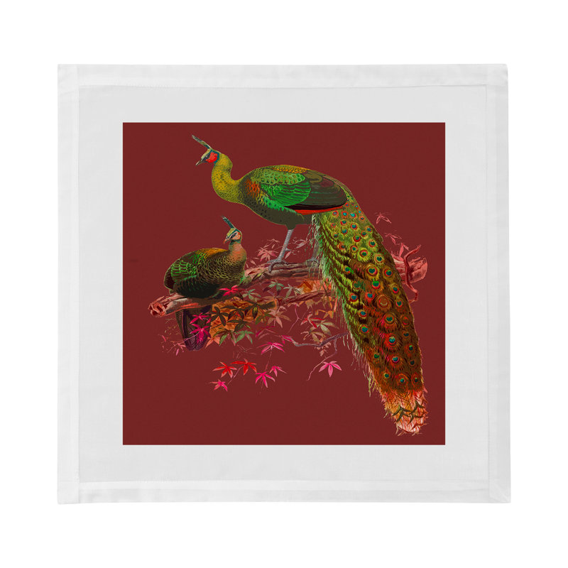 Family Pheasants Cotton Sateen Dinner Napkins, Maple