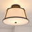 Marion 2-Light 13 In. Wide Mid-Century Modern Drum Semi Flush Mount Lighting Fixture, White Linen Shade, Dimmable LED Compatible For Low Ceilings, Bedroom, Hallway, Kitchen, Entryway-1387487125