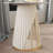  Round Marble and Solid Wood Pedestal End Table-1832943724