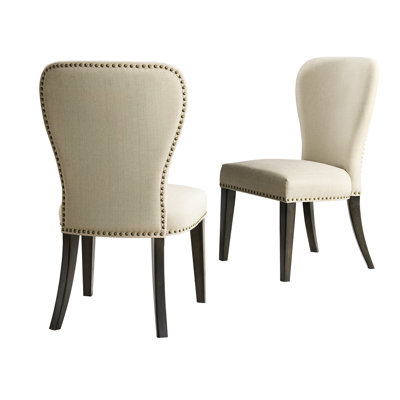 Gasport 21.75" Wide Rustic Leather Like Fabric Upholstered Dining Chairs by Canora Grey