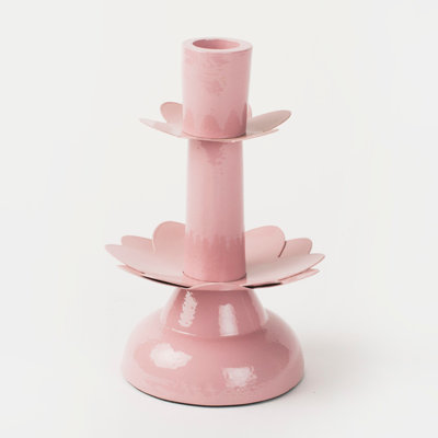 Mela Artisans Lotus Bloom Tapered Pink Candleholder