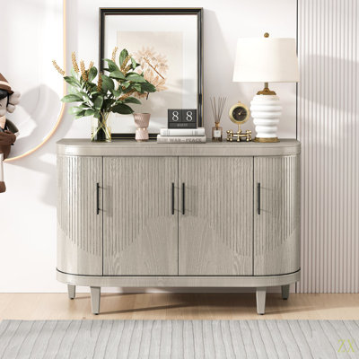 Armoire-bar moderne avec console de rangement moderne en bois et console de 47,2 pouces avec 4 portes et tablettes intérieures réglables pour le salon, la cuisine, la chambre à coucher et le couloir