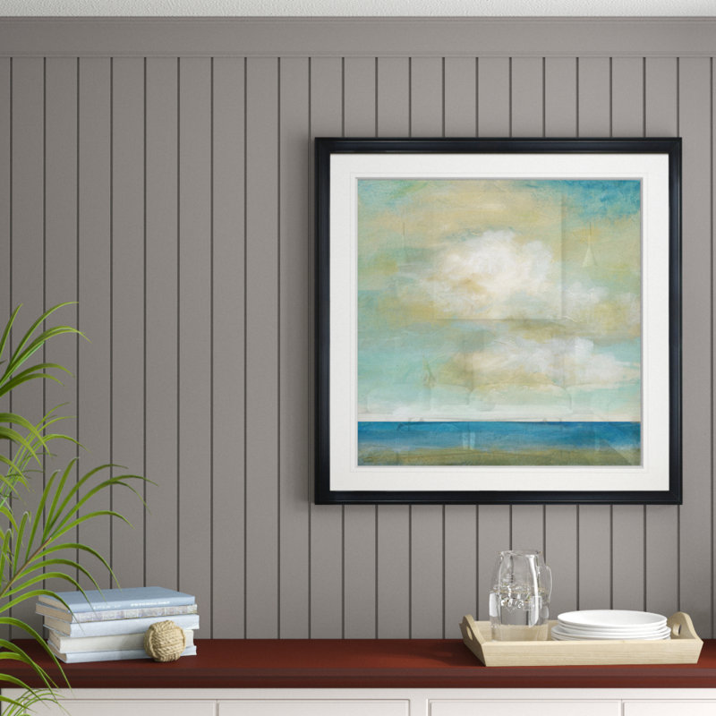 " Cloudscape II ", 37" H x 37" W x 1.5" D, Gold Framed
