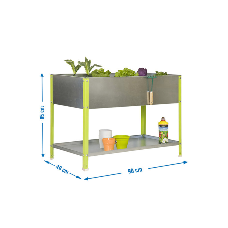 Ambere Metal Potting Bench, Green/Grey, 85cm H x 90cm W x 40cm D