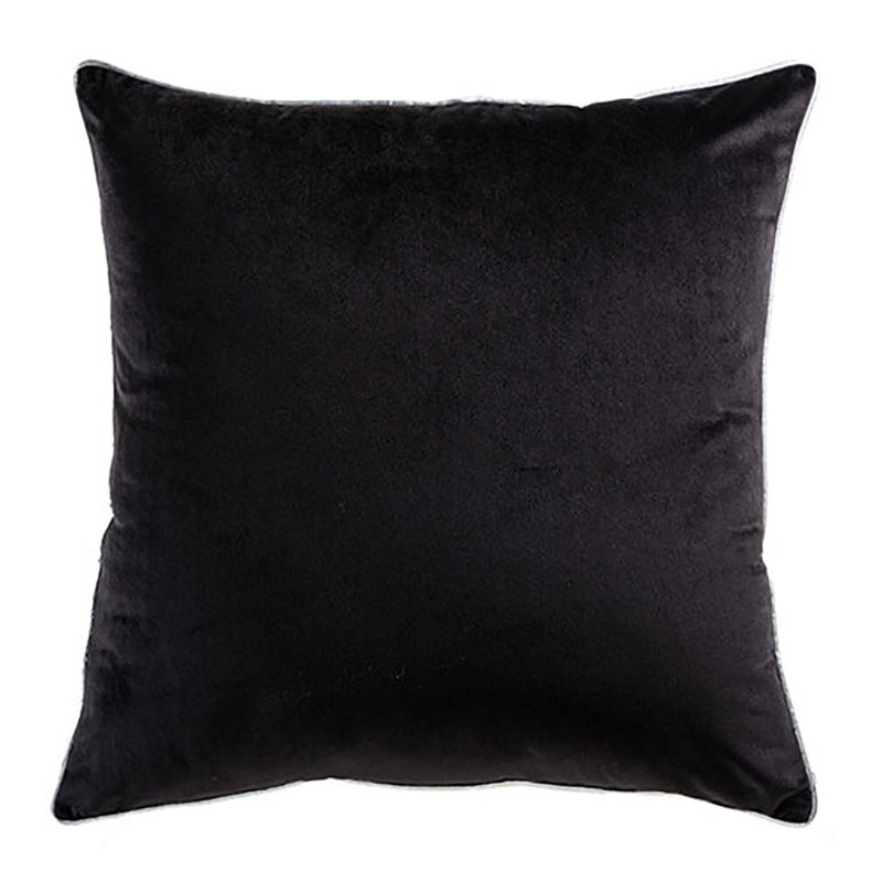 Noah Square Pillow Cover & Insert, Black/Silver