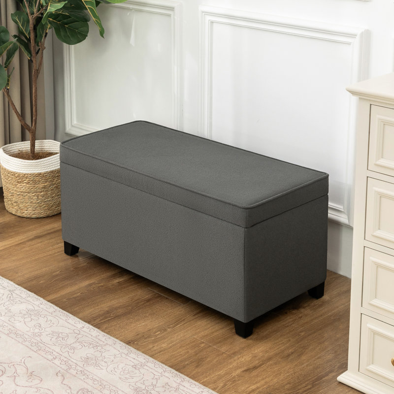Banc de rangement avec repose-pieds 36 pouces, Gris