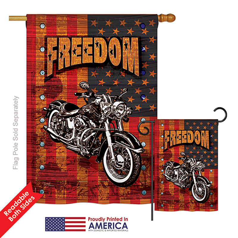 Ensemble de 2 drapeaux en polyester 2 côtés americana motocyclette patriotique impressions
