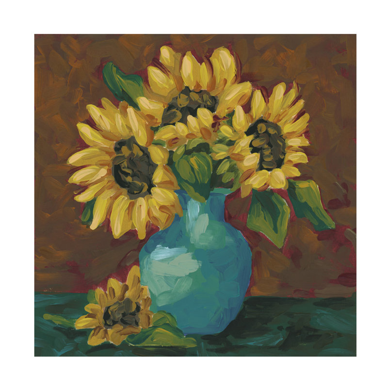 Art mural sur toile tendue - "Sunflower Romance I" de June Erica Vess pour décoration de salon, de chambre à coucher ou de bureau - 35 x 35