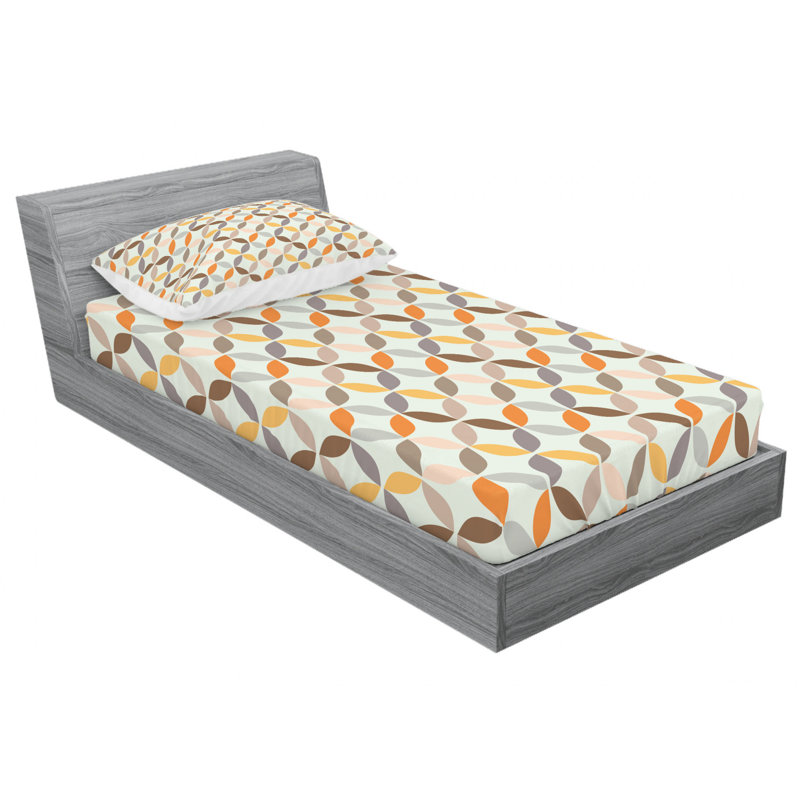 Microfiber Polka Dots Sheet Set, Twin Sheet Set with Fitted Sheet, Orange