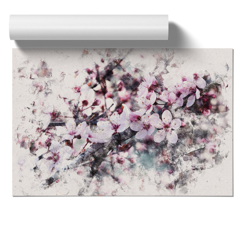 Pink Cherry Blossom Flowers Vol.8 - Unframed Painting, 42cm H x 59cm W x 0.1cm D